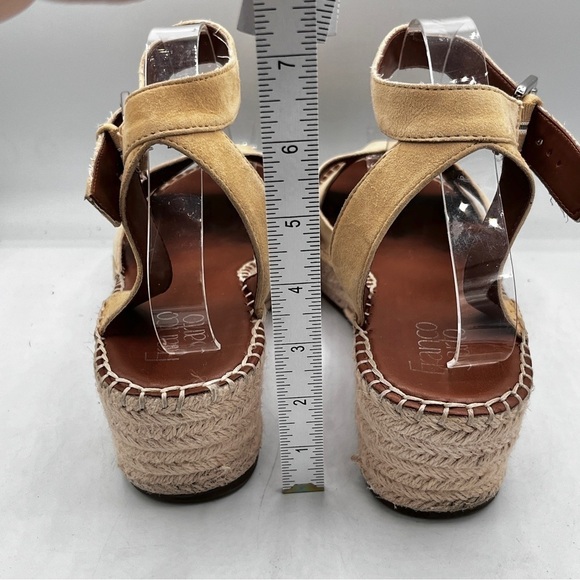 Franco Sarto Pellia Espadrille Sandals Size 10M Sand Suede Wedge Ankle Strap - Picture 6 of 10